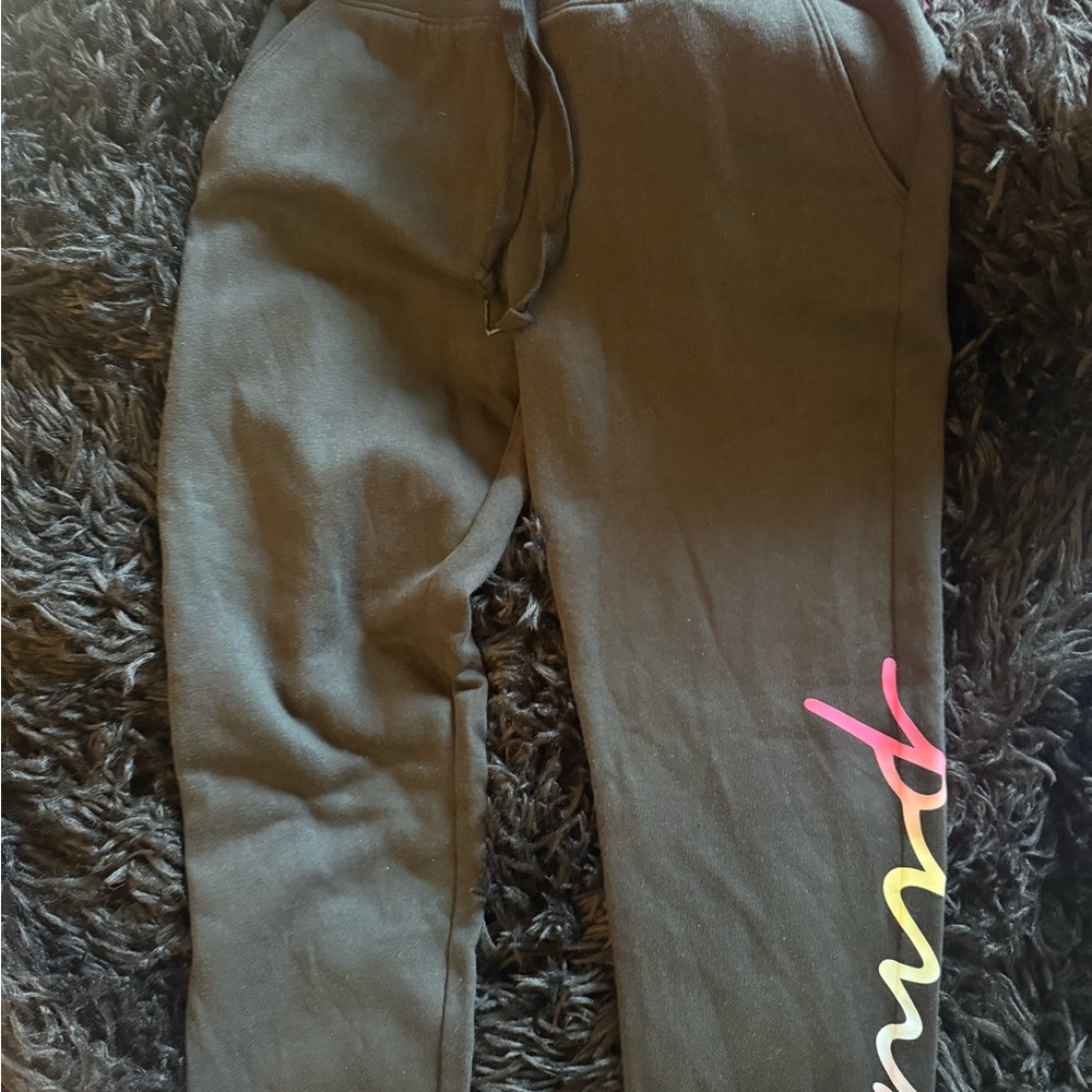 PINK Victoria's Secret Sweatpants- Black with Multicolor Logo